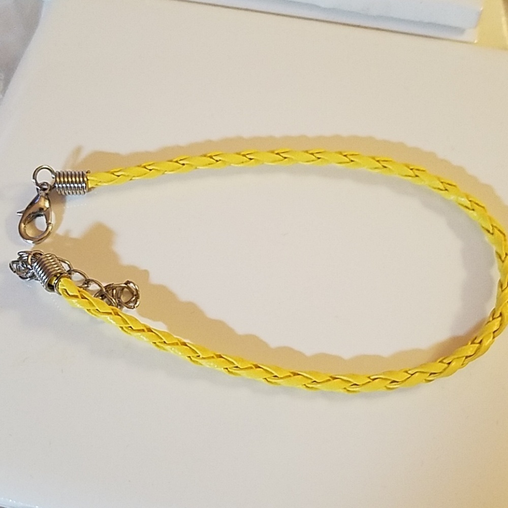 Braided Vegan Leather Bracelet 8" length & 3" exte